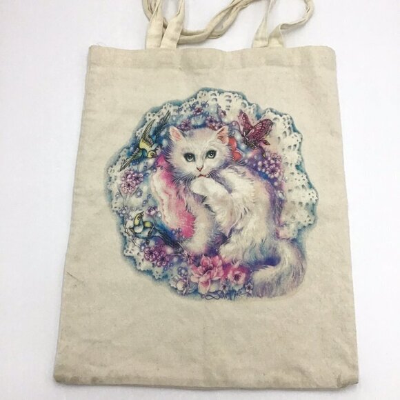Joan Marie Cat or Kitten & Butterfly Tote Bag 3/$15 - Picture 1 of 6